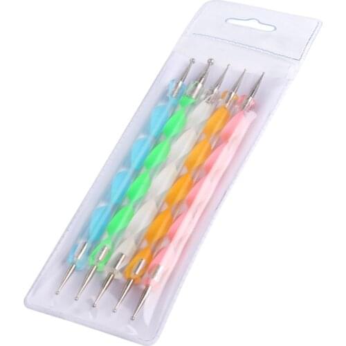 5Pcs/Bag Way Dotting Marbleizing Painting Pen Tool Nail Art Dot Dotting Tool Nail Care Nail Art Decoration