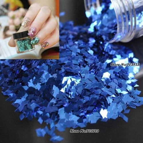 Acrylic Ling-shaped Sparkly Sequin Glitter Nail Art Tips Design Tool Decoration Po blue B0705