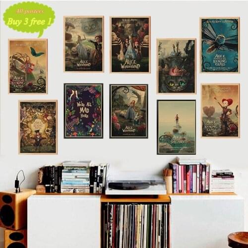 Alice in Wonderland Kraft posters for retro movies Wall Pictures For room decor wall sticker