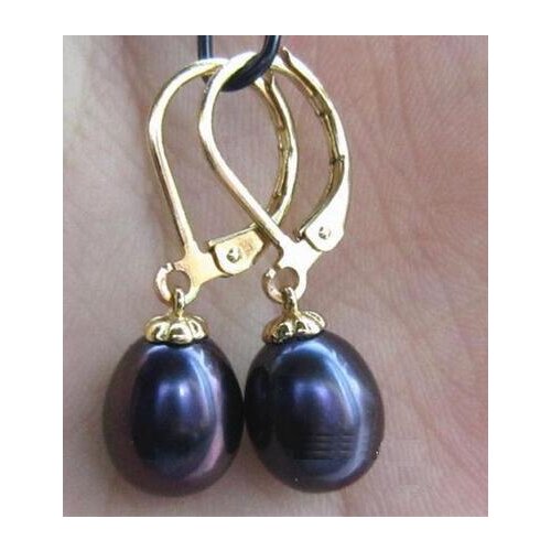 Free shipping HUGE AAA 11-14MM DROP SOUTH SEA BLACK DANGLE PEARL EARRING