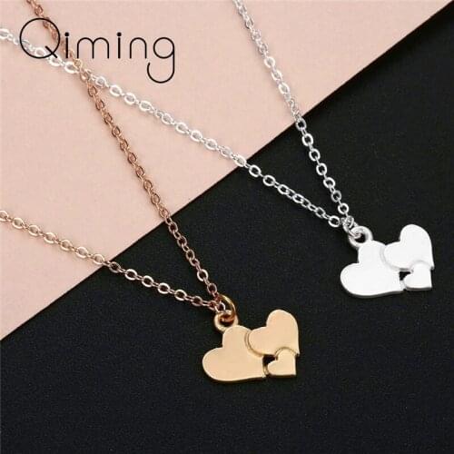 Three Hearts Bohemia Necklace For Ladies Girls Female Small Beautiful Family Jewelry For Women Retro Necklaces