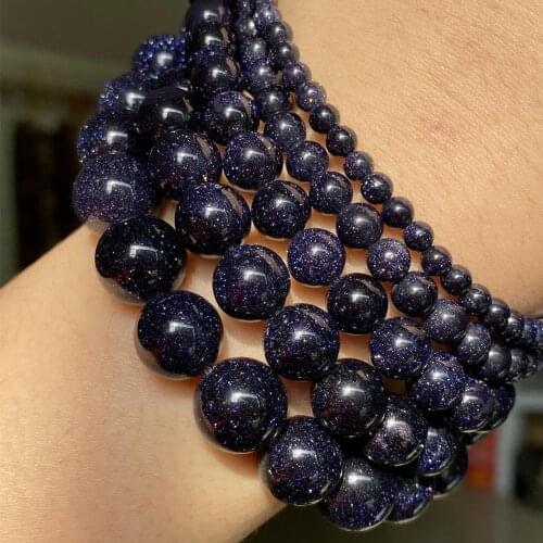 Natural Blue Sandstone Beads Round Loose Spacer Beads For Jewelry Making Diy Bracelet Necklace Charm 4-12mm 15" Crafts Wholesale