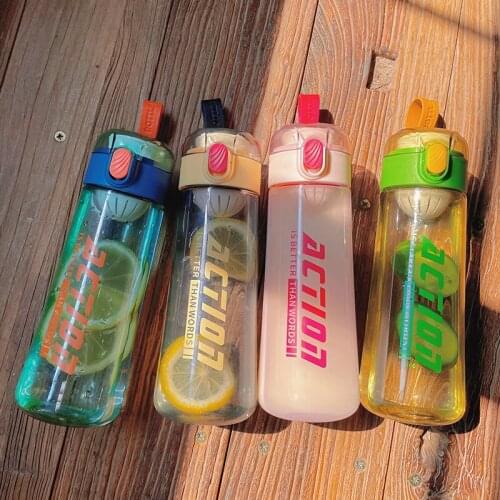 Woman Men Student Outdoor Sport Travel Gym Bottles My Drink Bottle Rope Portable Leakproof Plastic Drink Milk Fruit Water Bottle