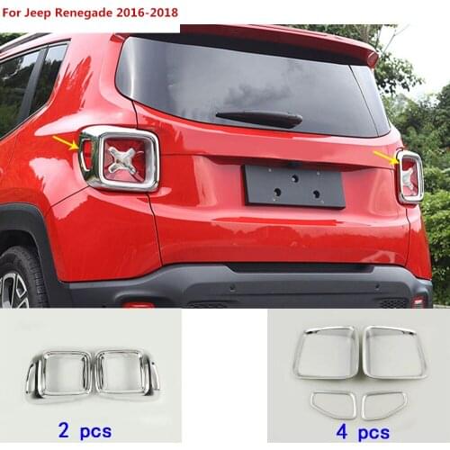For Jeep Renegade 2016 2017 2018 car Rear tail back Light lamp detector frame stick chrome ABS cover trim hoods molding 2pcs