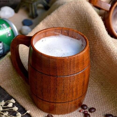 Eco-friendly 400ml Classical Wooden Beer Tea Coffee Cup Water Cup Heatproof Home Office Party Drinkware Cups