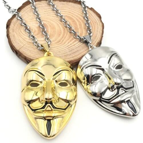 Movie V-V Necklace Mask Metal Chain Pendant Choker Key Chains Accessories For Holder Gifts