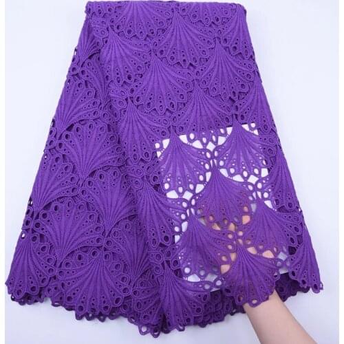 HFX 2020 latest african guipure lace purple water soluble chemical lace fabric high quality Nigeria cord lace free shipping