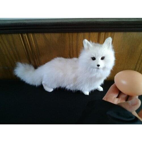 Simulation white fox hard model toy,polyethylene&furs 26x12cm fox craft,prop,home decoration,Xmas gift 2115