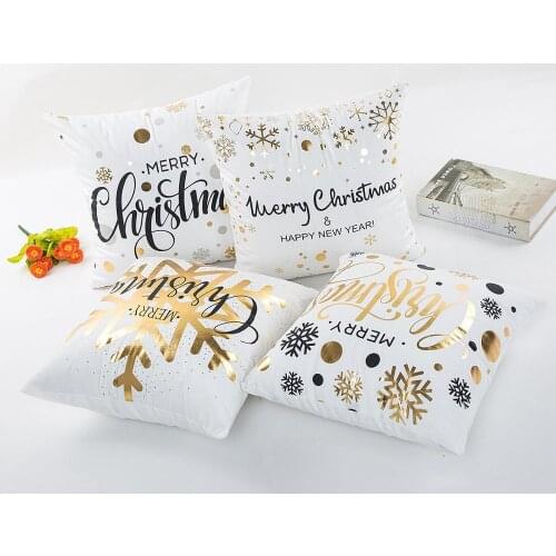 Bronzing Cushion Cover Decorative Pillow Christmas Love Geometric Gold Pillow Case Luxury Sofa Cushions Home Chair Cojin 45*45Cm