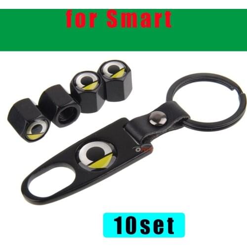 10set Smart Logo Car Wheel Rim Valve Caps Covers Leather Keychain Dust-proof for Mercedes Benz for AMG W204 W124 Decoration