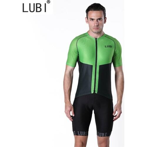 LUBI 2021 Pro Cycling Set Jersey Short Sleeves Summer Bib Kits Clothes Bicycle MTB Bike Suit Breathable Sponge Pad For Long Ride