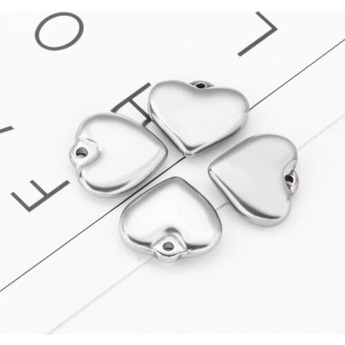 5Pcs/lot Stainless Steel Heart Shaped Pendant Love Couple Pendants DIY Necklace Bracelet Jewelry Making Accessories Men Women