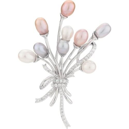 Copper Inlaid Zircon Wedding Jewelry Accessories Fashion Upscale Elegant Balloon with Pearl Delicate New Brooch Buckle Pin Gifts