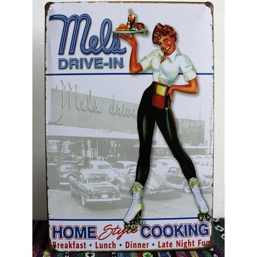 50pcs/lot Metal Sign shabby chic Mels Drive-in Car Hop,Tin Sign, Hot Rod, Street Rod, Man Cave, Home Decor G-60