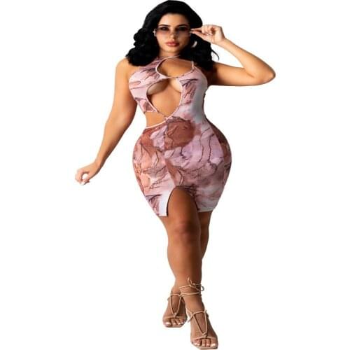 Spaghetti Strap Mini Dress Hollow Out Sleeveless Slim Teen Vestidos Woman Clothes Wearing Sexy Summer Womens Dress 2021