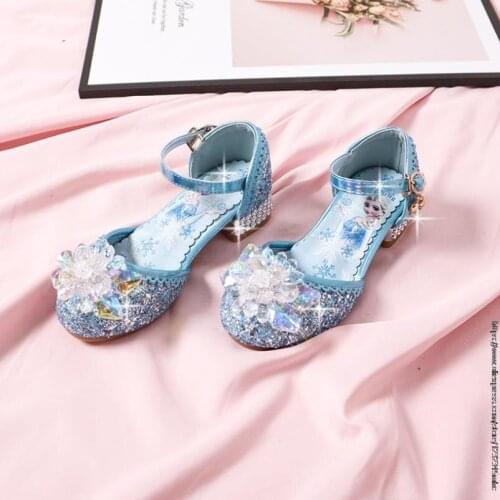Frozen Elsa Fashion Baby Girls Shoes For Children Princess Rhinestone Flower Pearl Glitter Casual Leather Kids Shoes Pink Silver