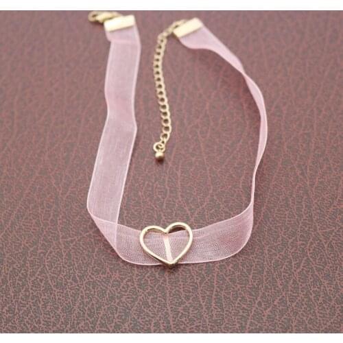 Fashion jewelry accessories ribbon velvet heart choker necklaces for women