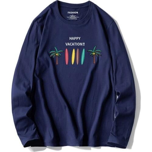 Long-sleeved t-shirt mens autumn 2019 new popular Korean trend round neck solid color handsome loose casual autumn