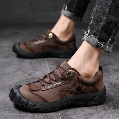 Mens Casual Shoes Genuine Leather Outdoor Shoes Men Sneakers Thick Sole Male High Quality Cowhide Loafers Fashion Sneakers