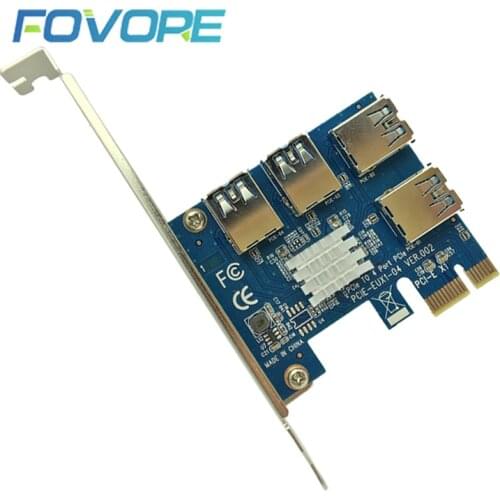 PCI E to PCI-E Adapter 1 Turn 4 PCI Express Slot 1x to 16x USB 3.0 Mining Special Riser Card PCIe Converter for BTC Miner Mining