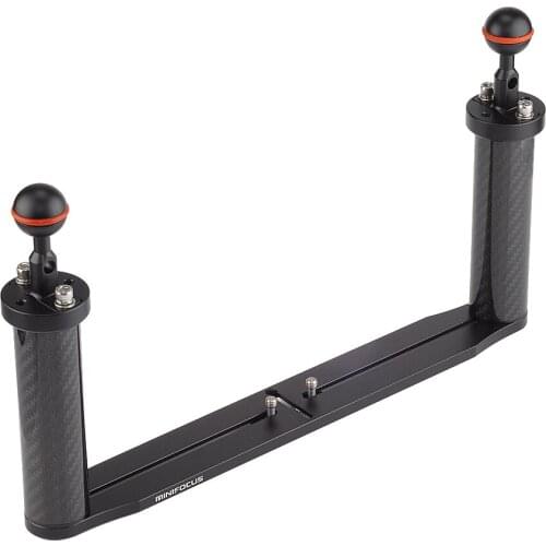 Carbon Fiber Underwater Double Handle Tray with Float Ball Arm for Diving Camera Housing Case Video Light/Strobe mounting