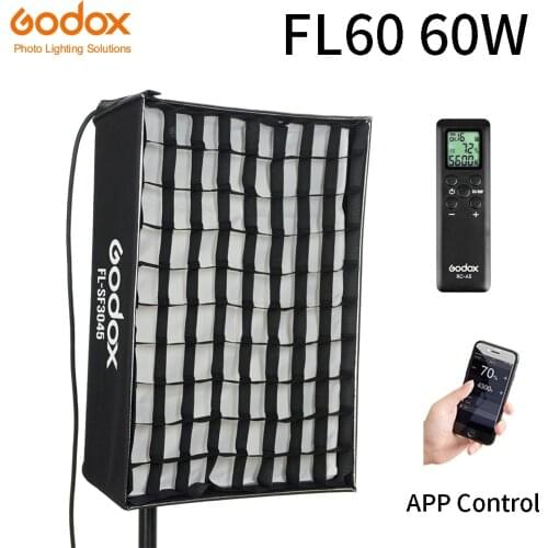 Godox FL60 60W Portable LED Video Light Rollable Cloth Lamp with Honeycomb Grid Softbox + Remote Control for Studio Shooting
