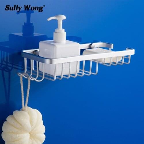 Sully House Space Aluminum Bathroom Basket Shelf,Toilet Shower Shampoo Soap Dish Cosmetic Bathroom Shelves Accessorie Holder
