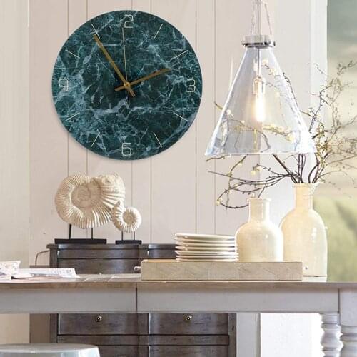 Modern Wall Clock Round Shape Marble Texture Acrylic Clock Bedroom Living Room Wall Decoration