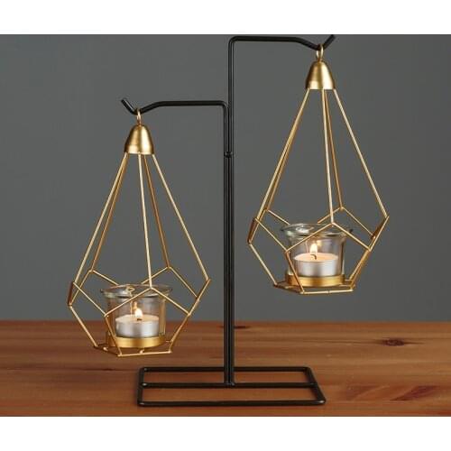 Modern Nordic Candle Holders Simple Geometric Metal Fashion Candelabra Creative Hanging Ornaments Candelabros Home Decor BS50CH