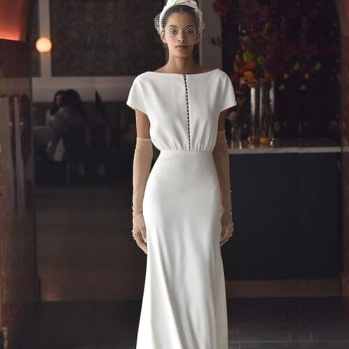 Bride Wedding Dress Soft Satin Plain Simple Style Outdoor Photography Annual Party Evening Dress