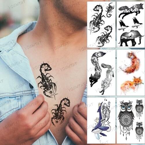 Waterproof Temporary Tattoo Sticker Scorpion Stereo Black Tatto Realistic Body Art Tatoo Arm Woman Man Child Fake Tattoos