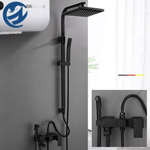 H Quality Brass Shower Faucet Rain Shower Set Bath Faucet Separate Black/Chrome Shower Mixer Crane Height Adjusted Freely