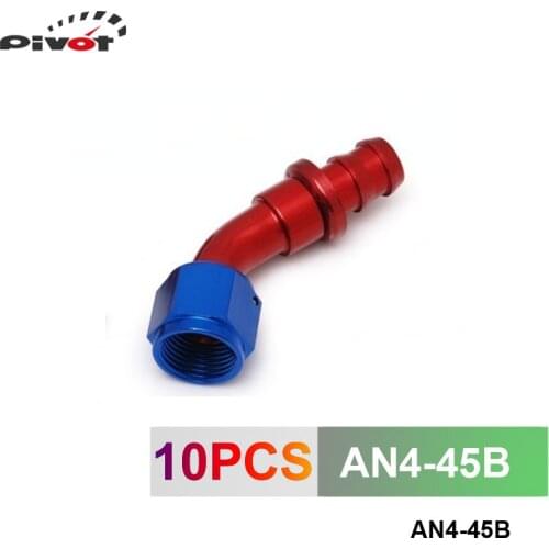 10pcs /set 45 Degree High Performance -AN4 Hose End Fitting Aluminum Oil cooler hose fitting AN4-45B