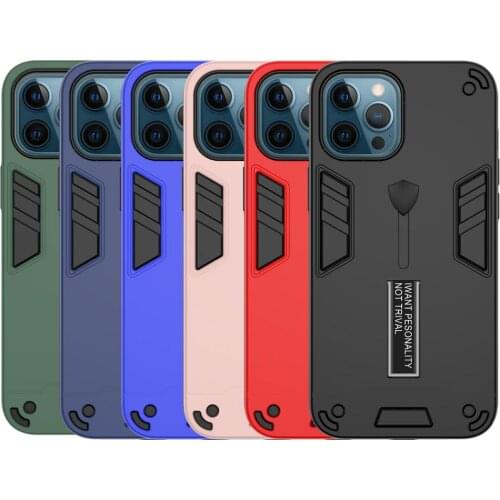 100pcs/Lot Silicone TPU + Hard PC Phone Case For iPhone 12 Mini 11 Pro XR XS Max X 7 8 Plus SE 2020 With Shield Bracket