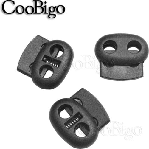 100pcs Plastic Black Bean Cord Lock Ends Toggles Clip Stoppers for Paracord Elastic Cord Lanyard Rope Garment Accessories