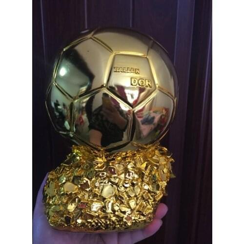 19cm middle size ballon DoR trophy golden ball Trophy Final Shooter Players Electroplated Golden ball cup Award