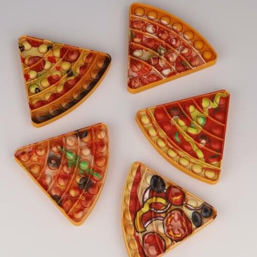 2021 Pizza Printing Color Silicone Fidget Reliver Stress Toy Rainbow Push Bubble Anti-stress Toys Adults & Children Sensory Toys