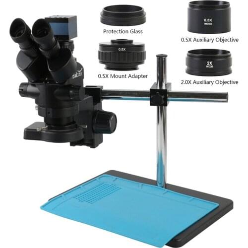 3.5X-90X Zoom Simul Focal Trinocular Stereo Microscope+Stand+2K 1080P HDMI Measuring Microscope Camera For Lab PCB Soldering