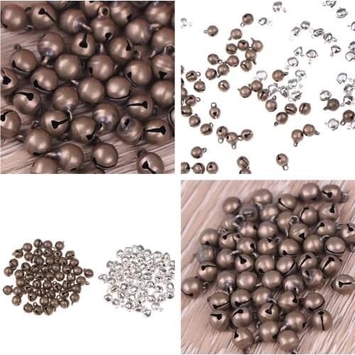 50Pcs Vintage Style Bronze Color Brass Small Jingle Bell Pendant Charm Jewelry Loose Spacer Beads For Jewelry Making