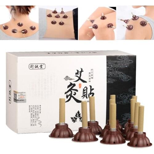 60pcs/Set Moxibustion Stick Smokeless Roll Self-adhesive Moxa Chinese medical acupuncture points massage sticker