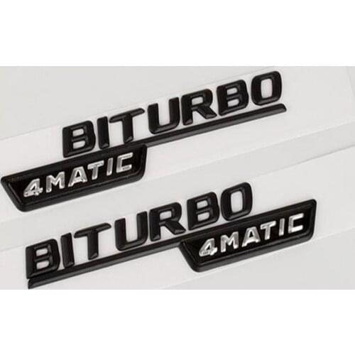 Car styling 3D ABS 1 Pair BITURBO TURBO 4MATIC Emblem Badge Letters Car Front Fender Stickers for Mercedes Benz 4Matic