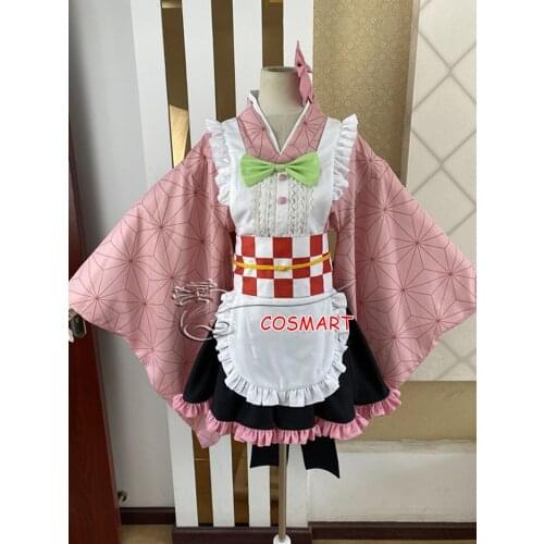 Demon Slayer Kimetsu no Yaiba Kamado Nezuko Maid Uniform Dress Cosplay Costume Halloween Party Suit For Women Outfit Customized