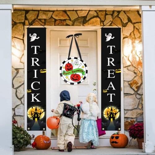 Halloween Wooden Pendant Bar Decor Pumpkin Ghost Witch Black Pendant Scary Halloween Decoration for Home Kids Gift Happy Party