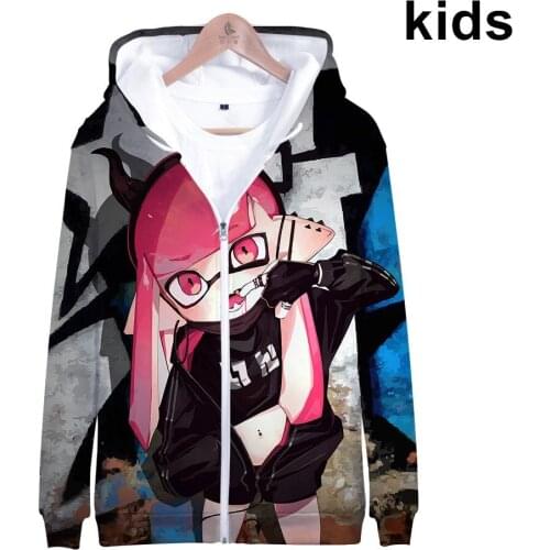 3 To 14 Years Kids Hoodie Shooting Game Splatoon 3D Zipper Hoodies boy/girls Sweatshirt Long Sleeve Cartoon Coat Teen pullover