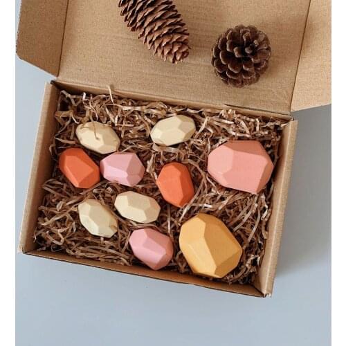 Childrens Wooden Colored Stone Jenga Building Block Creative Nordic Style Stacking Game Rainbow Wooden Educational Toy Gift