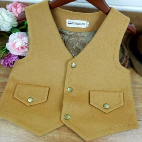 Baby boys and girls cashmere vest kids v-neck single breasted children Gentleman short waistcoat