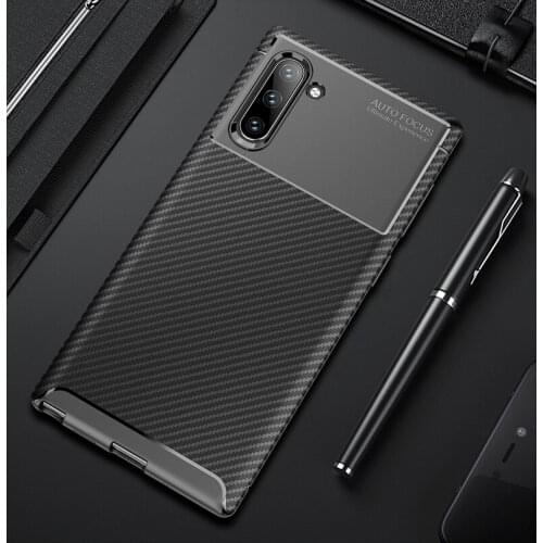 For Galaxy Note 10 + Plus A50 A60 A70 Carbon Fiber Matte Anti-knock Soft Silicone Back Cover Shockproof Shell Case