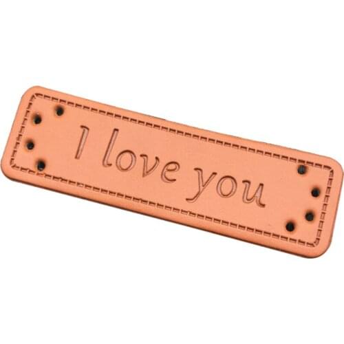 50Pcs/Lot I Love You Labels For Clothing Handmade Sewing Pu Leather Tags For Gifg With Love You Label For Clothes Tag With Love