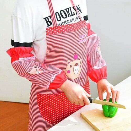 Cartoon Bear Bear apron suit kitchen household antifouling long sleeved mens apron