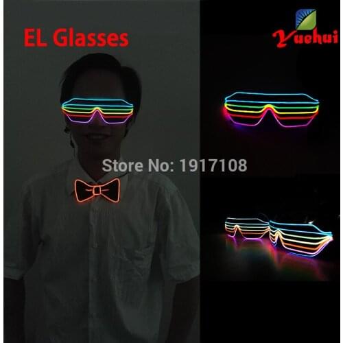 Hot sales New Style 6 Colors multicolor EL Wire Fashion Shutter Shaped Glasses With 3V inverter for Costume Party decoration
